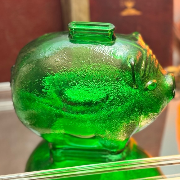 Vintage Anchor Hocking Green Depression Glass Piggy Bank - Picture 3 of 9